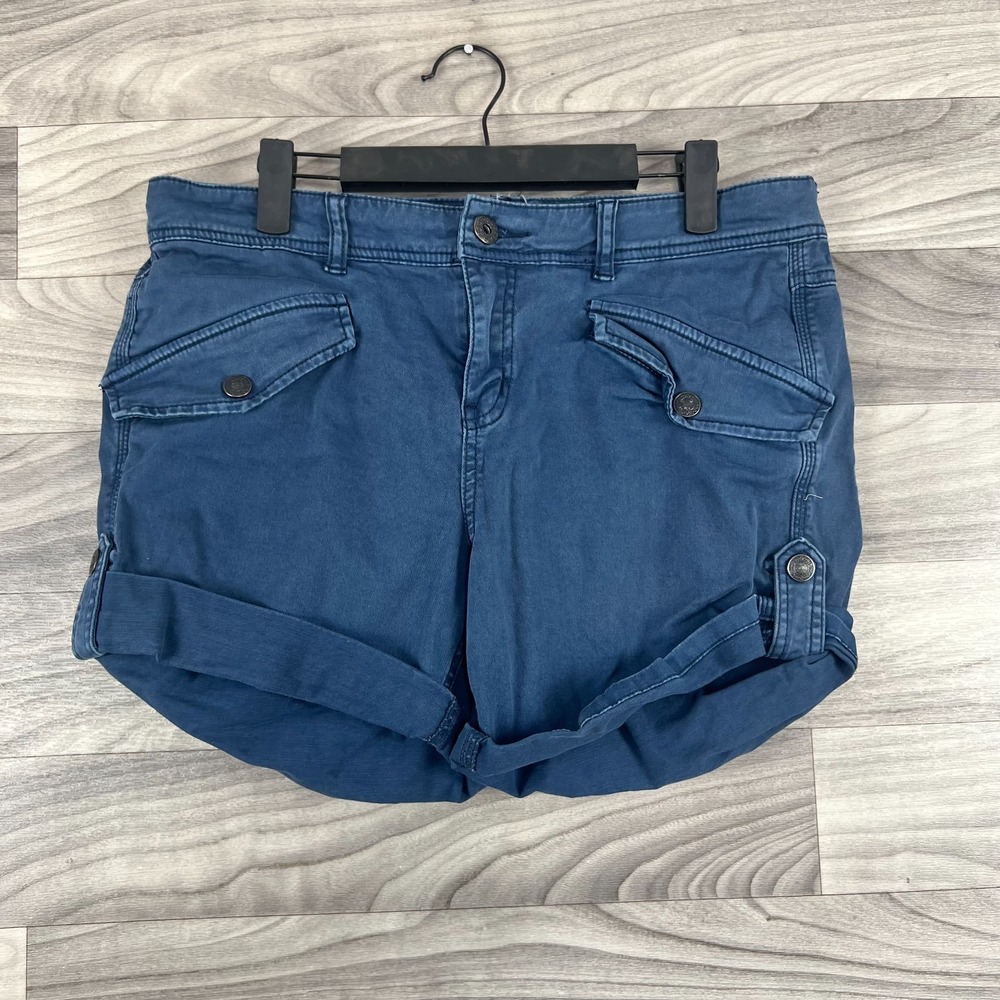 Free People Cuffed Shorts Women's 8 Blue Stretch Preppy Classic Beach Coastal